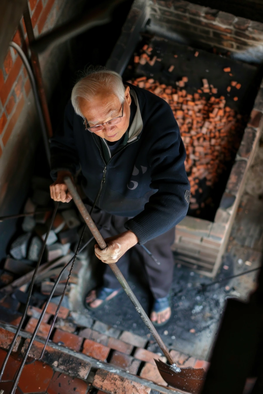 Chimney sweep technician inspecting a residential chimney in Dallas, TX